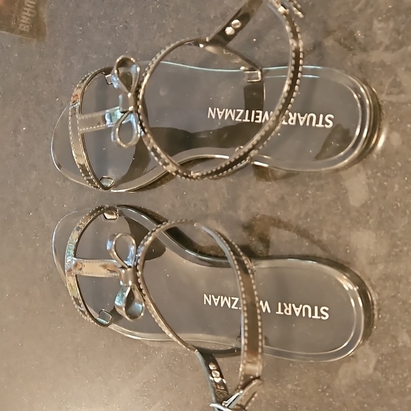 đź’•STUART WEITZMANđź’• Mellie Bow Jelly Sandal ~ Black US 9 New Without Box - Picture 9 of 12